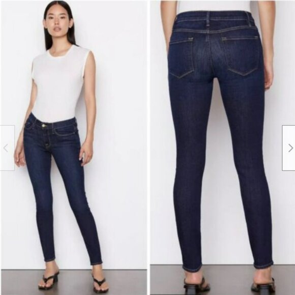Frame Denim Denim - Frame Women's Le Skinny de Jeanne Jeans QueenSway Wash Denim Skinny Crop Size 28